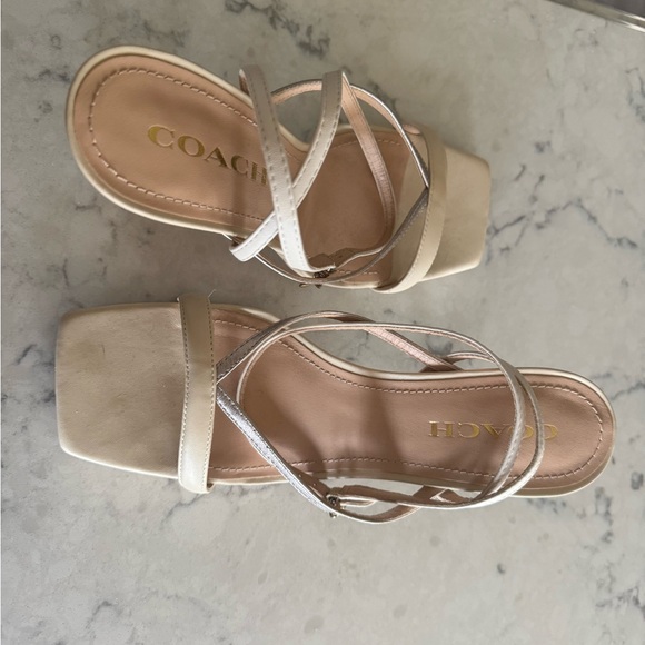 Coach Kali C1506 ivory leather strappy heel sandal Size 10 - Picture 3 of 7